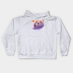 Bear Superimposed Watercolor Kids Hoodie